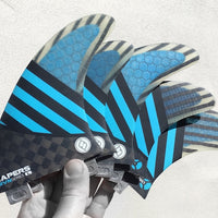 Shapers Fins - CARVN Tri-Quad-5 Fin (FCS) - Blue - Large