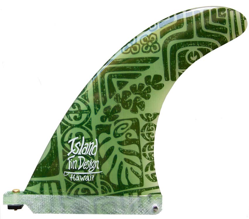 Island Fin Design - 7.5" Dolphin - Aloha Print - Green