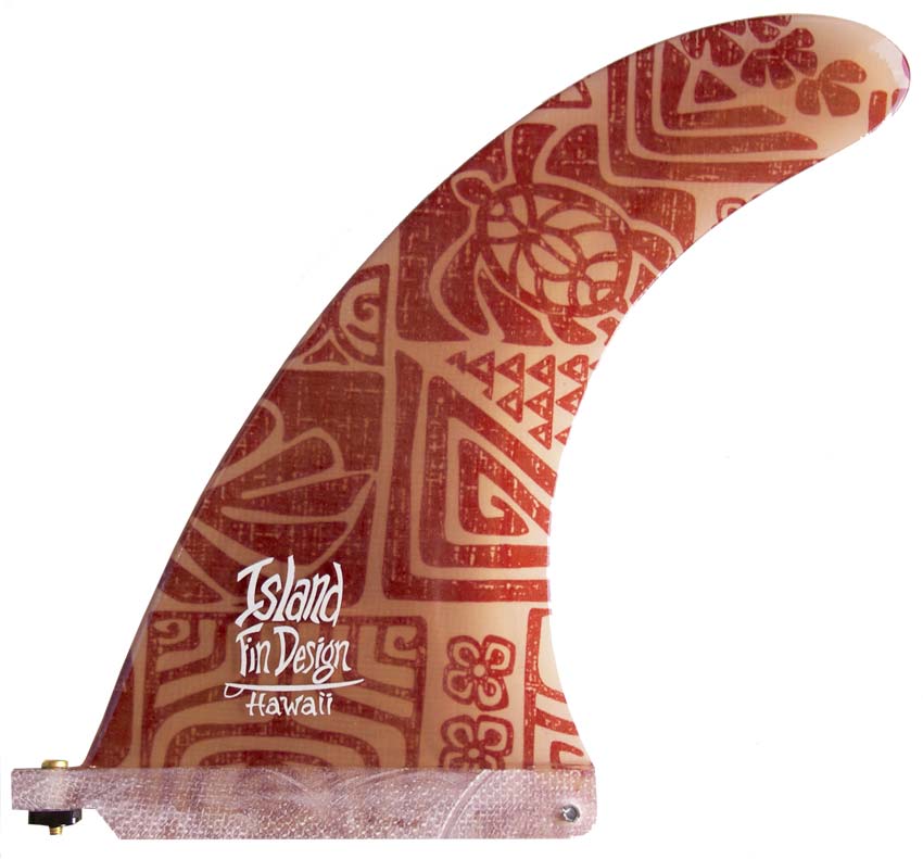 Island Fin Design - 7.5" Dolphin - Aloha Print - Red