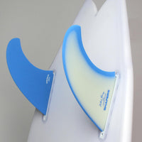 Shapers Fins - AP 5.59" (Futures) Asher Pacey Twin Fins + Trailer - Blue