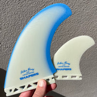 Shapers Fins - AP 5.59" (Futures) Asher Pacey Twin Fins + Trailer - Blue