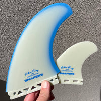 Shapers Fins - AP 5.79" (Futures) Asher Pacey Twin Fins + Trailer - Blue