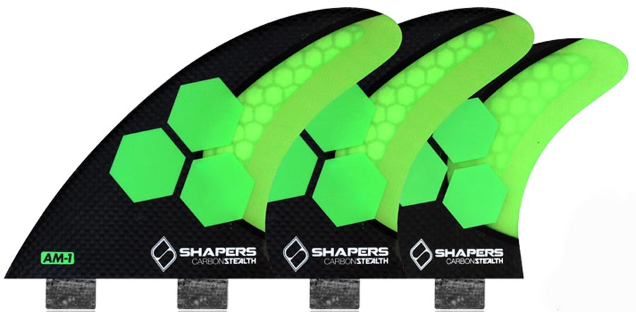 Shapers Fins - AM1 Stealth Tri-Quad-5 Fin (FCS) - Green - Medium