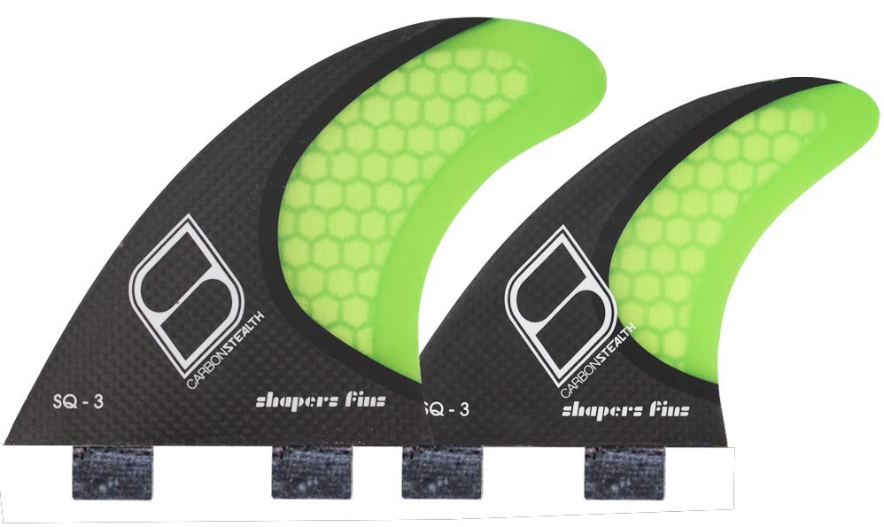 サーフィン・ボディボード shapers fins SQ3 carbon stealth Shapers Fins - SQ3 Quad (FCS) - Green - Small – Wetfins