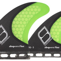 Shapers Fins - SQ-3 Quad (Futures) - Fluro Green - Small