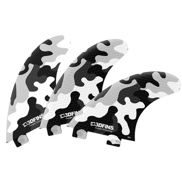 3DFins - Black & White Camo (FCS1) - Large