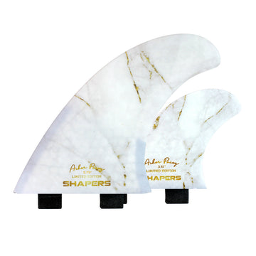Shapers Fins - AP 5.79" (FCS1) Asher Pacey Twin Fins + Trailer - White Gold