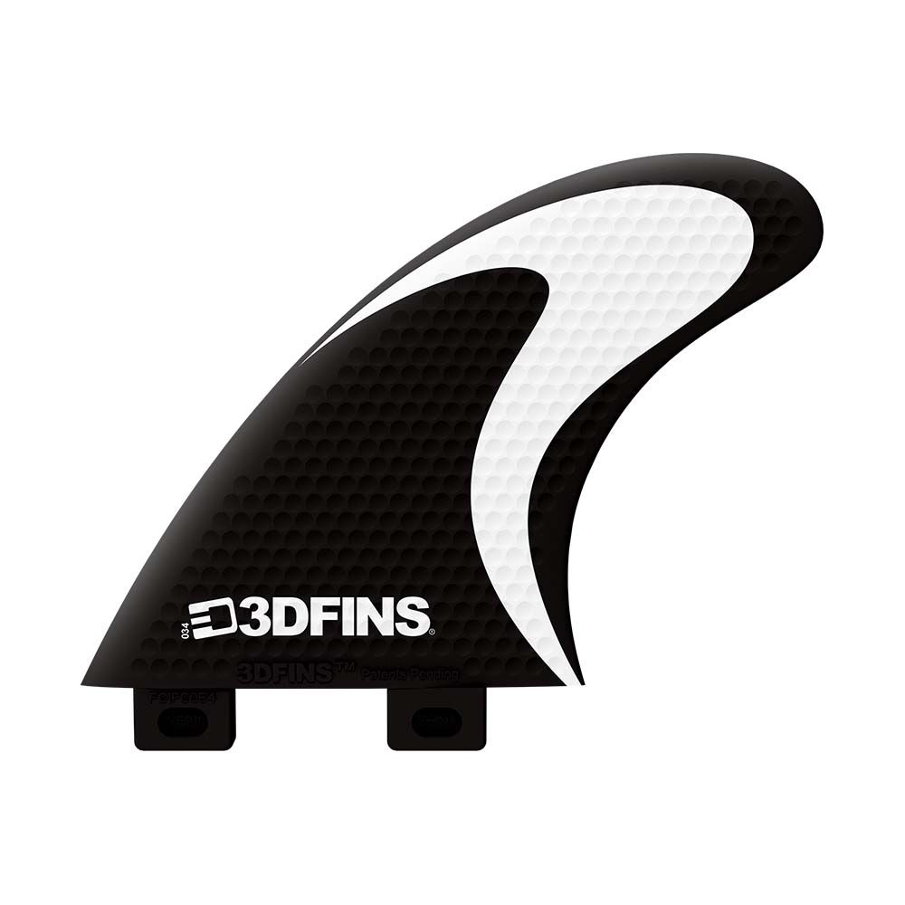 3DFins - Quad Black/White Swoosh (FCS1) - Medium