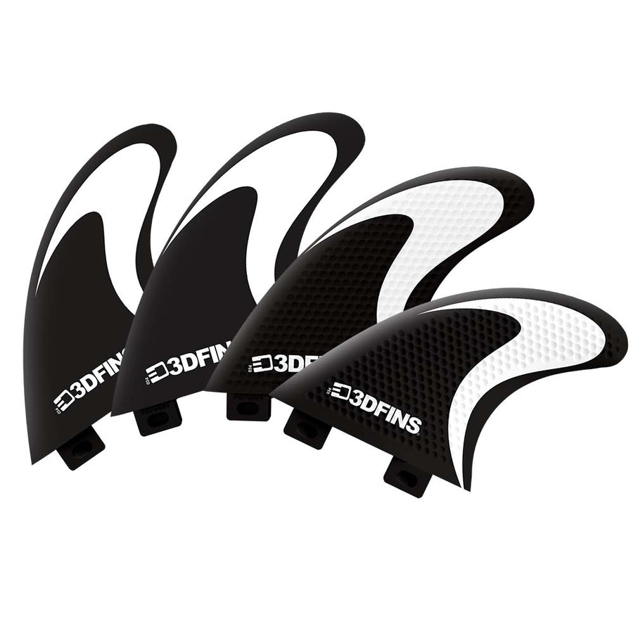 3DFins - Quad Black/White Swoosh (FCS1) - Medium