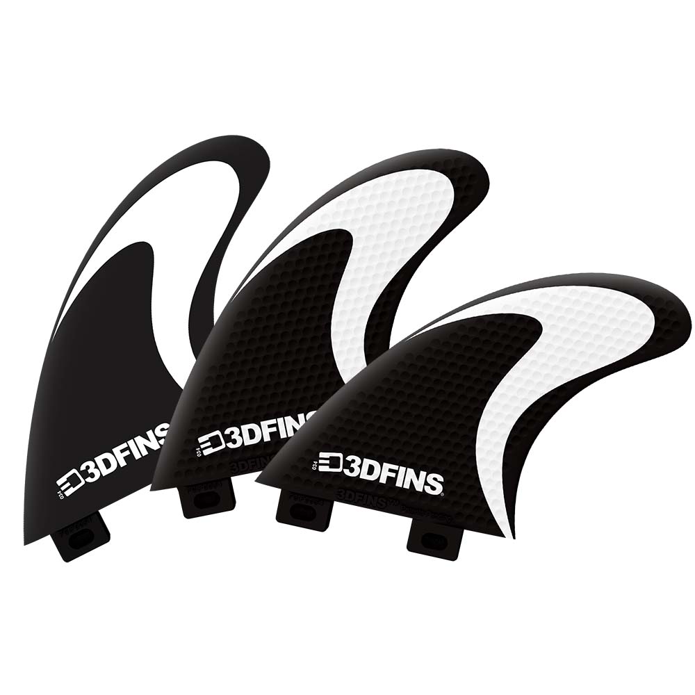 3DFins - Black/White Swoosh (FCS1) - Medium