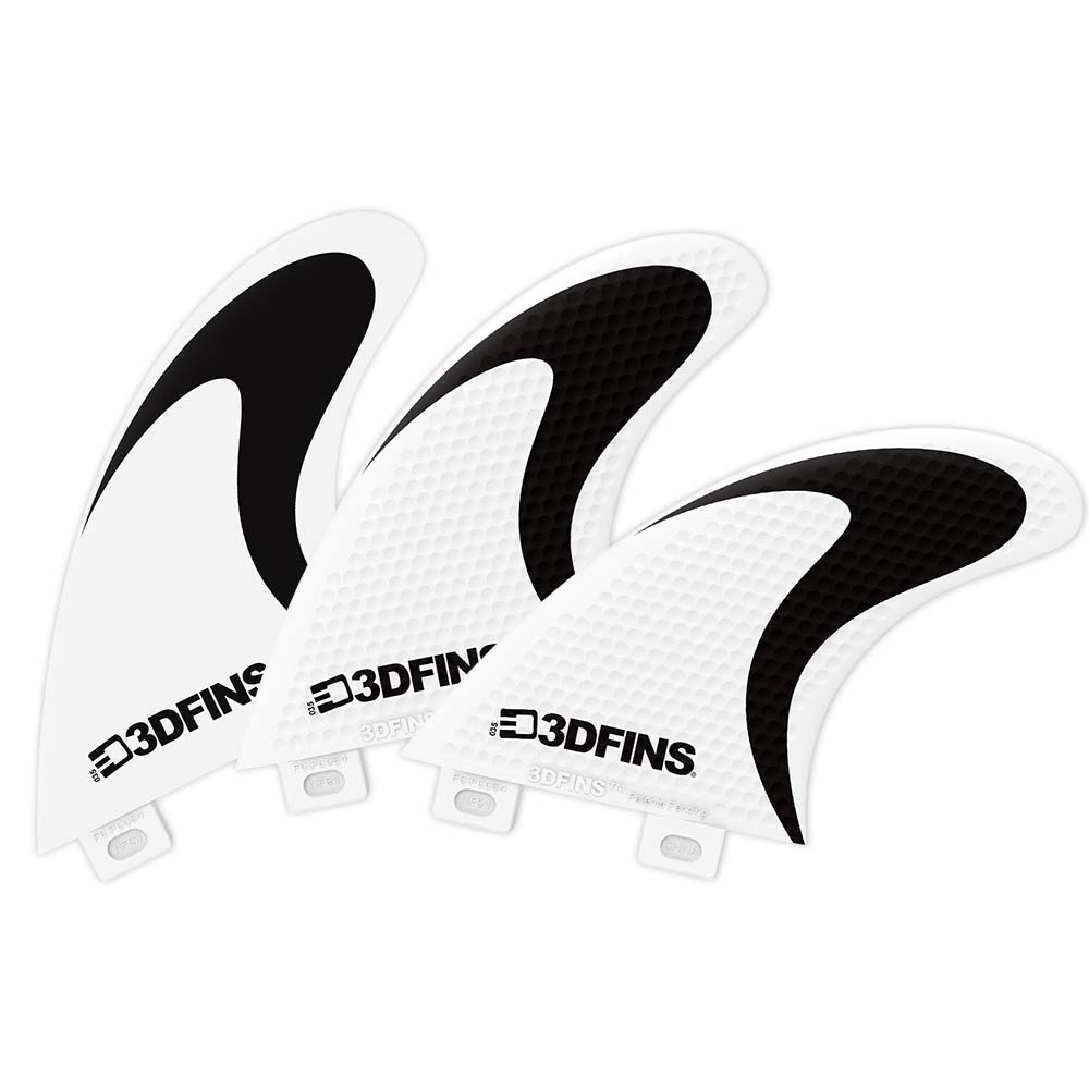 3DFins - White/Black Swoosh (FCS1) - Medium