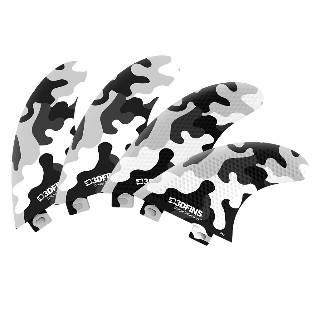 3DFins - Quad Black&White Camo (FCS1) - Medium