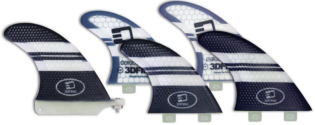 3DFins - Giorgio Gomez (FCS) 5 Fin Set (2+1 and Quad) - Black Stripe