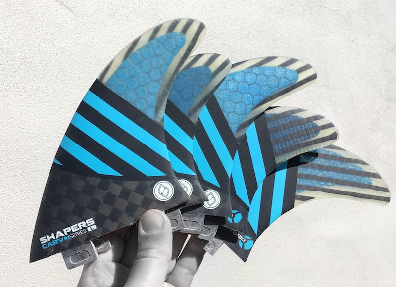 Shapers Fins - CARVN Tri-Quad-5 Fin (FCS) - Blue - Large