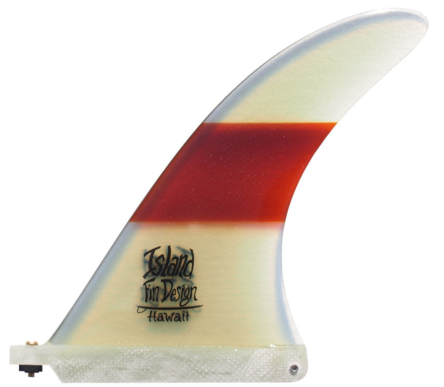 Island Fin Design - 7.5" Barracuda - Clear-Orange Stripe