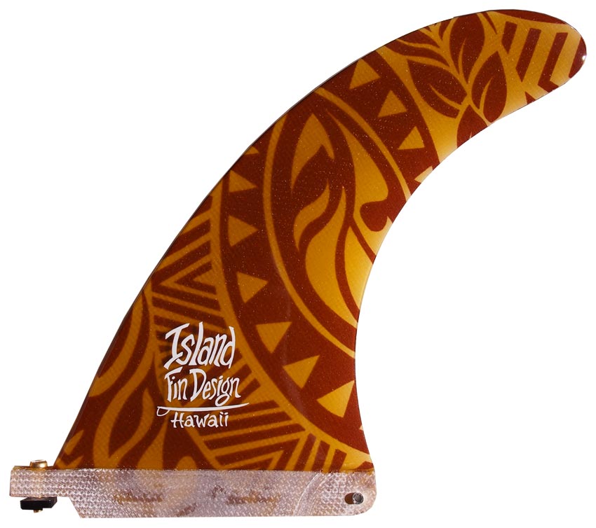 Island Fin Design - 7.5" Dolphin - Aloha Print - Orange