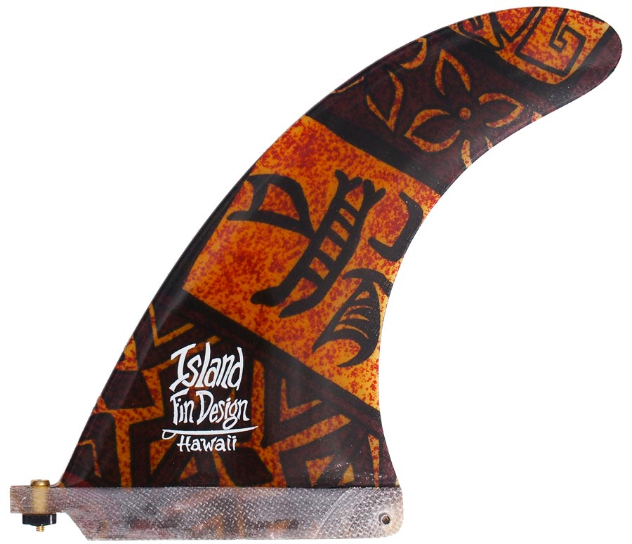 Island Fin Design - 7.5" Makai - Aloha Print - Brownish