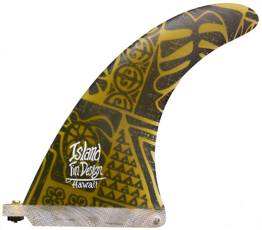 Island Fin Design - 7.5" Dolphin - Aloha Print - Yellow
