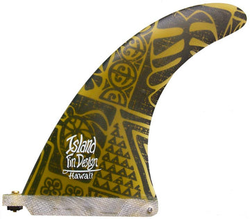Island Fin Design - 7.5" Dolphin - Aloha Print - Yellow