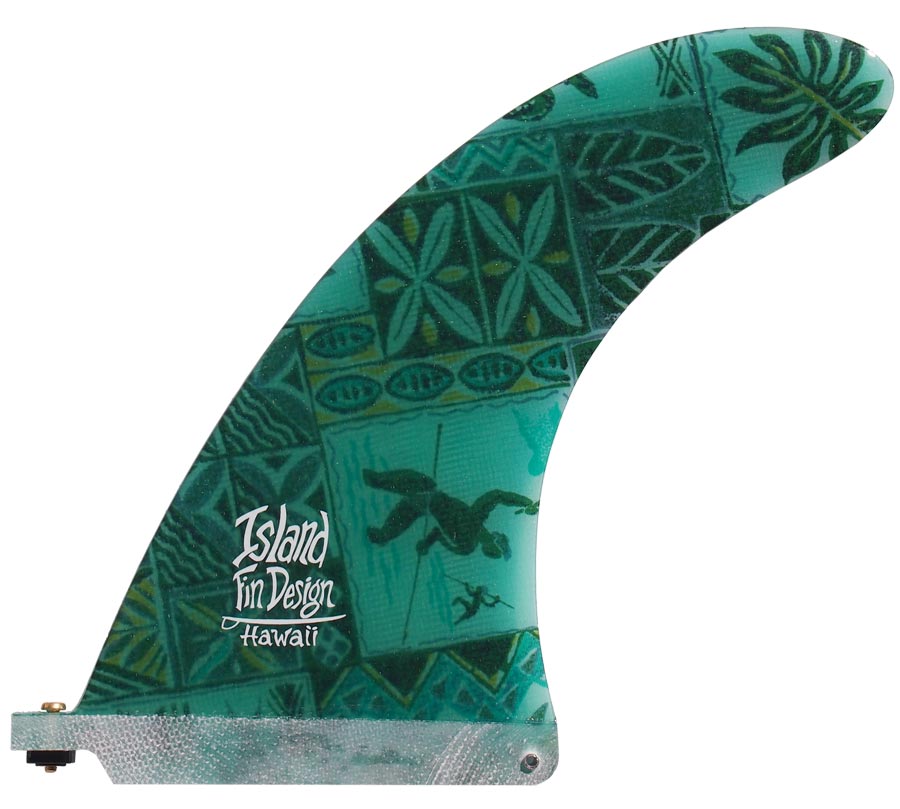 Island Fin Design - 8.5" Dolphin - Aloha Print - Green