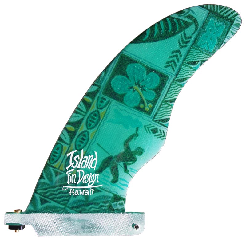 Island Fin Design - 8" Cutaway - Aloha Print - Green