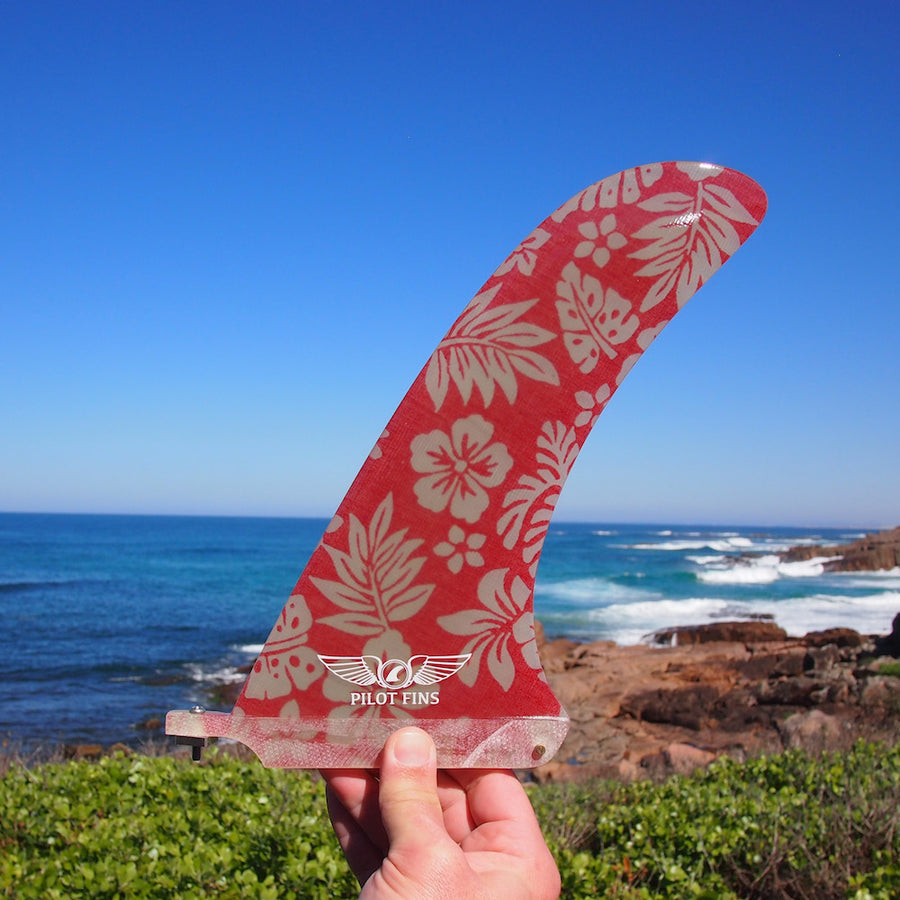 Pilot Fins - 9" Skinny Keel - Red Floral
