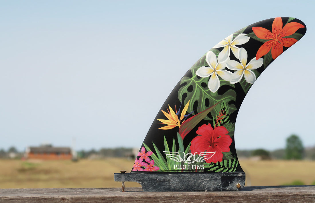 Pilot Fins - 7.5" Classic Longboard Fin - Floral Print