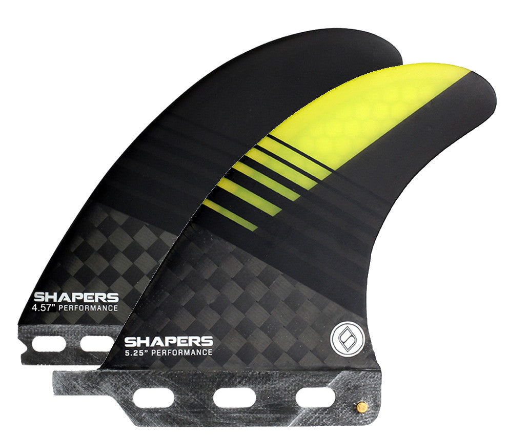 Shapers Fins - 5.25" - 2+1(Futures) - Yellow - X-Large