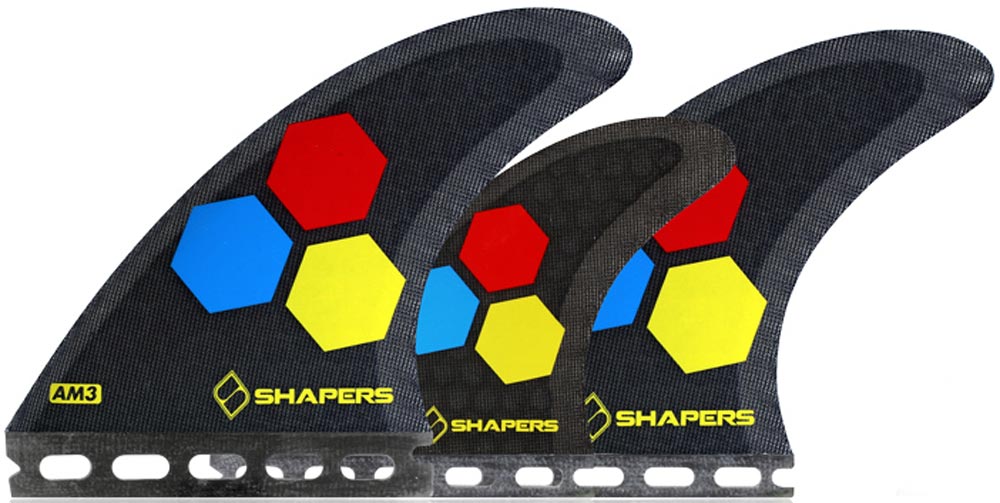 Shapers Fins - AM3 Tri-Quad-5 Fin (Future) - Black - Small