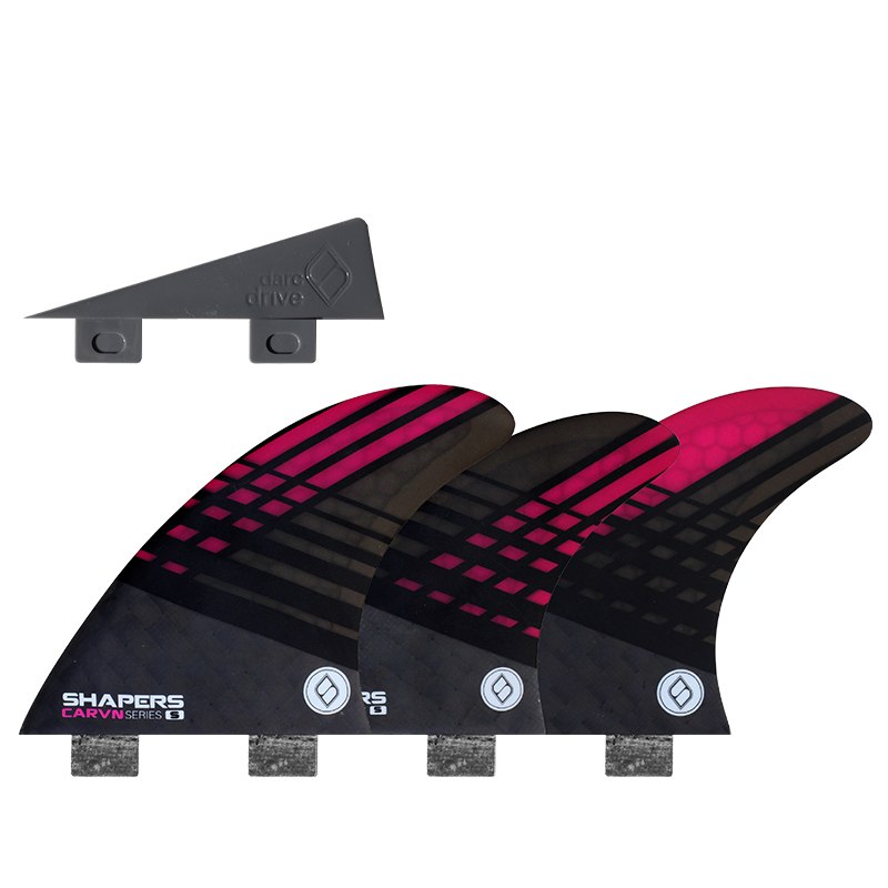 Shapers Fins - CARVN Tri-Quad-6 Fin (FCS) - Pink - Small