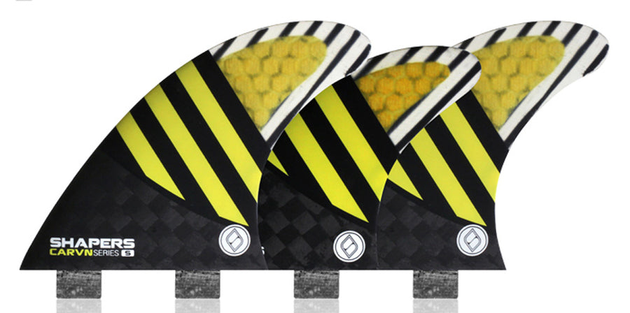 Shapers Fins - CARVN Tri-Quad-5 Fin (FCS) - Yellow - Small