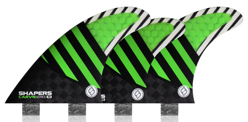 Shapers Fins - CARVN Tri-Quad-5 Fin (FCS) - Green - Medium