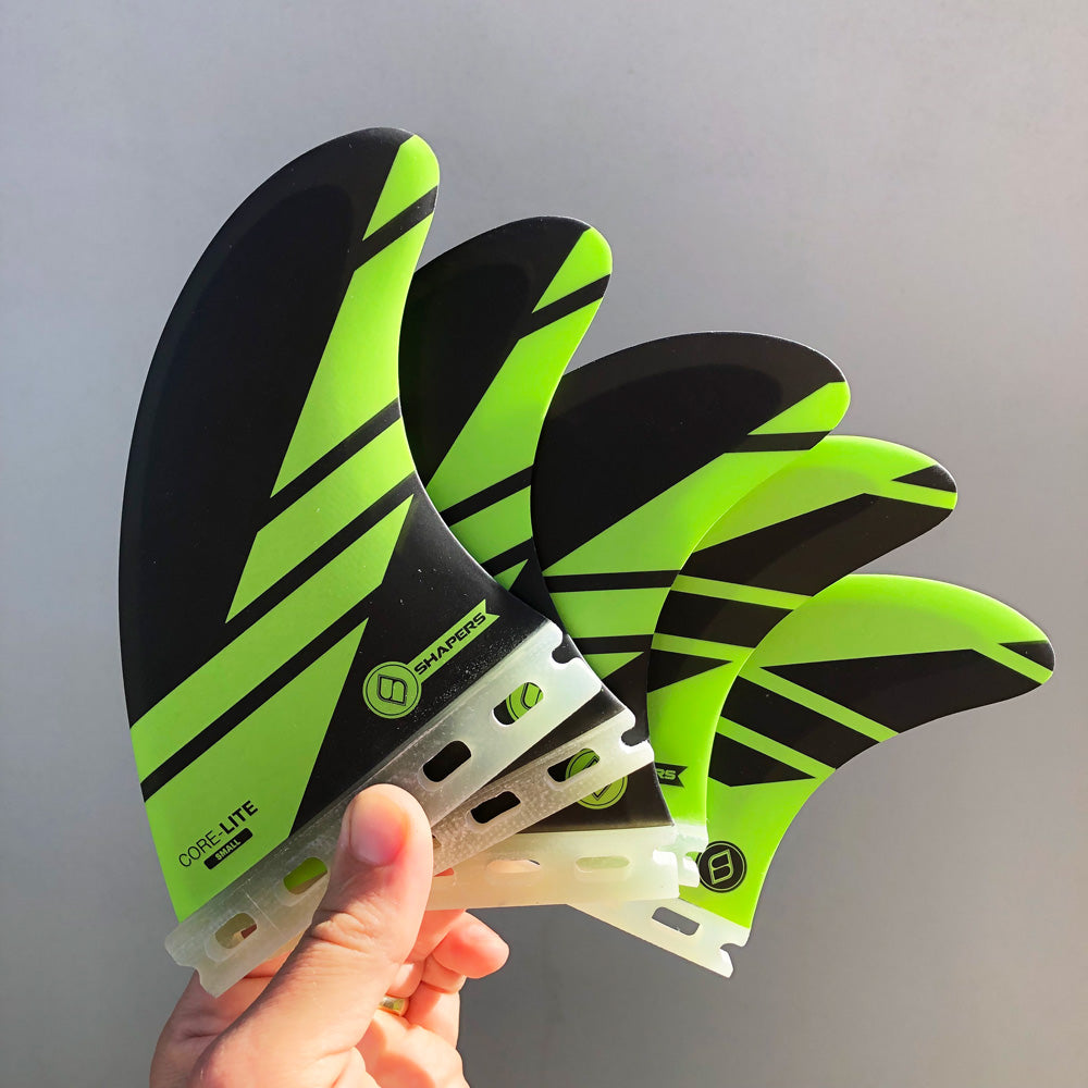 Shapers Fins - Corelite Small (Futures) Tri-Quad-5 Fin - Green
