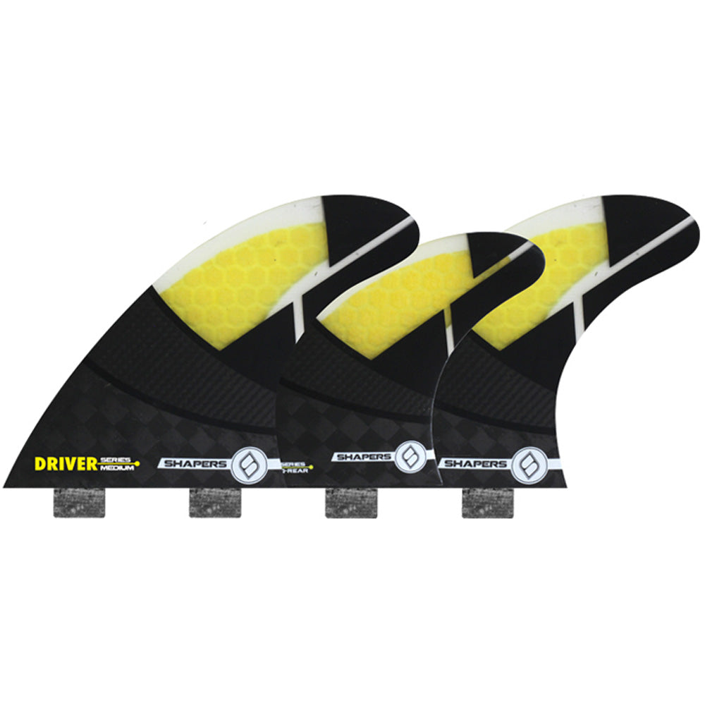 Shapers Fins - Driver Tri-Quad-5 Fin (FCS) - Yellow - S/M/L