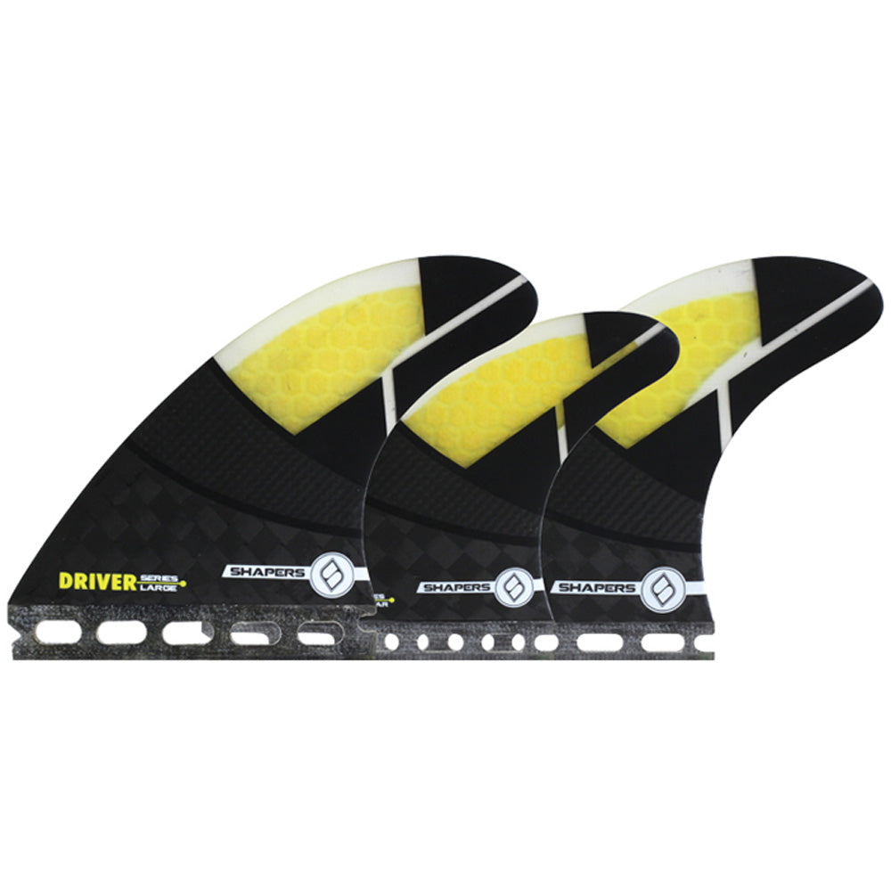 Shapers Fins - Driver Tri-Quad-5 Fin (Futures) - Yellow - S/M/L