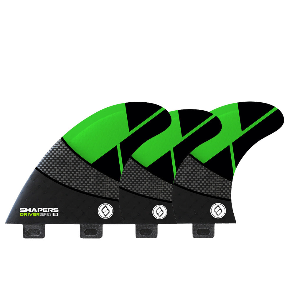 Shapers Fins - Driver Tri-Quad-5 Fin (FCS) - Green - Small