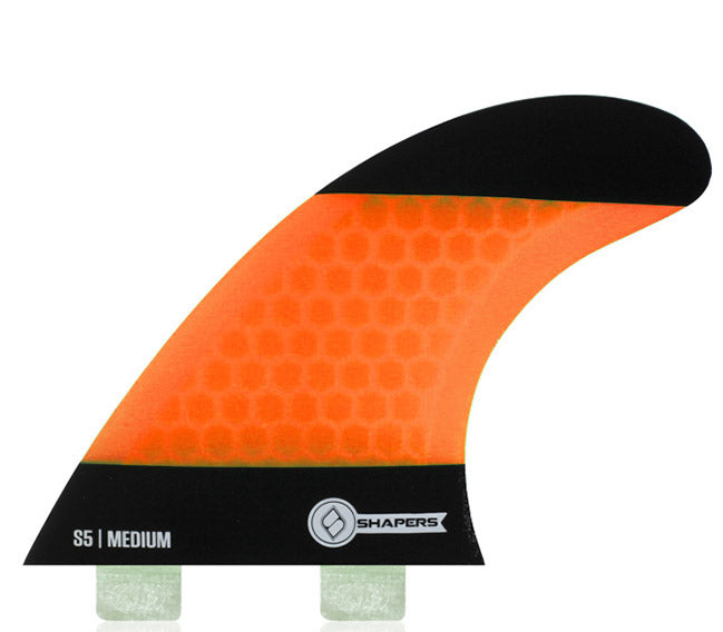 Shapers Fins - S5 Core Lite (FCS) - Neon Orange - Medium