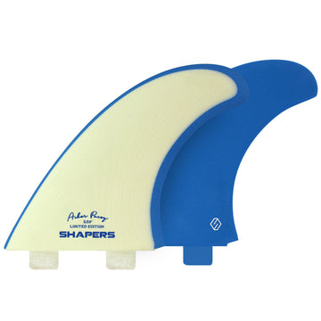 Shapers Fins - AP 5.59" (FCS1) Asher Pacey Twin Fins + Trailer - Blue