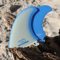 Shapers Fins - AP 5.59" (Futures) Asher Pacey Twin Fins + Trailer - Blue