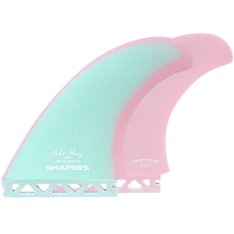 Shapers Fins - AP 5.59" (Futures) Asher Pacey Twin Fins + Trailer - Candy