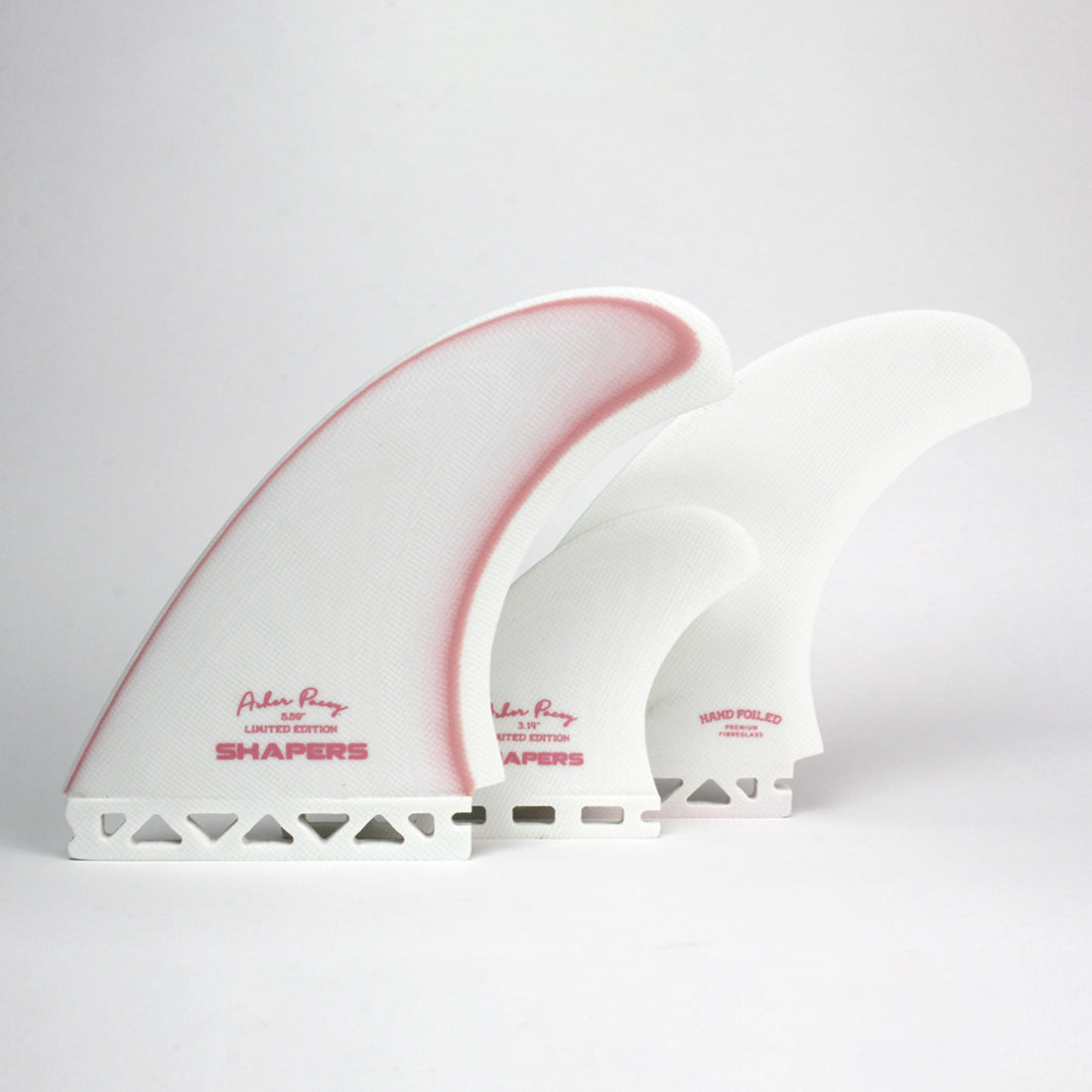 Shapers Fins - AP 5.59" (Futures) Asher Pacey Twin Fins + Trailer - Dusty Pink