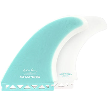 Shapers Fins - AP 5.59" (Futures) Asher Pacey Twin Fins + Trailer - Teal