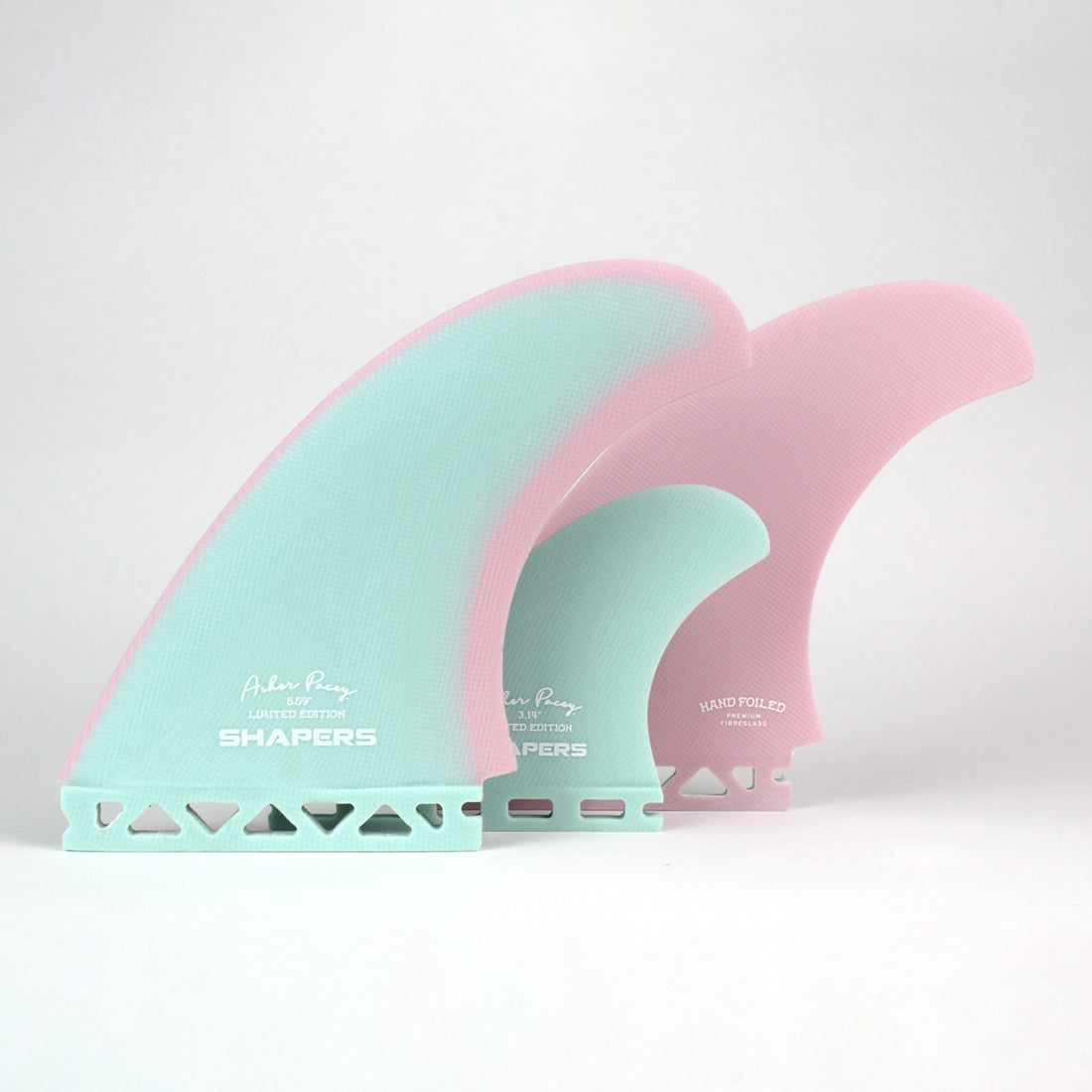 Shapers Fins - AP 5.79" (Futures) Asher Pacey Twin Fins + Trailer - Candy