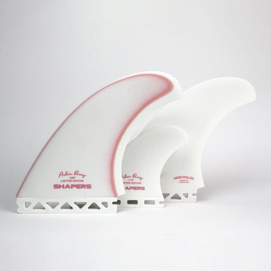 Shapers Fins - AP 5.79" (Futures) Asher Pacey Twin Fins + Trailer - Dusty Pink