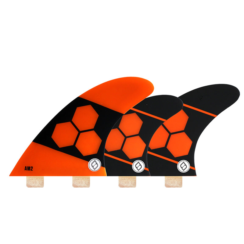 Shapers Fins - AM2 Tri-Quad-5 Fin (FCS) - Orange - Large