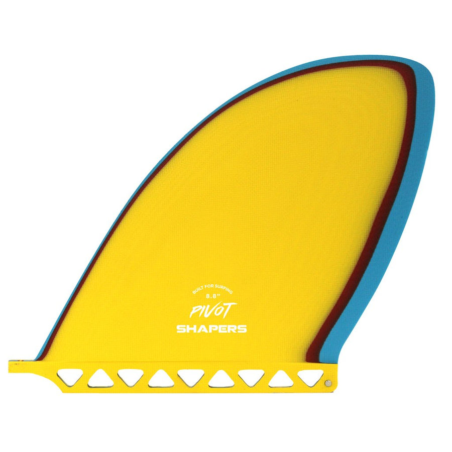 Shapers Fins - 8.8" Pivot (D-Fin) - Yellow/Red/Blue