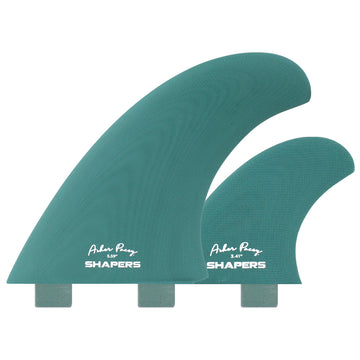 Shapers Fins - AP 5.59" (FCS 1) Asher Pacey Twin Fins + Trailer - Seafoam