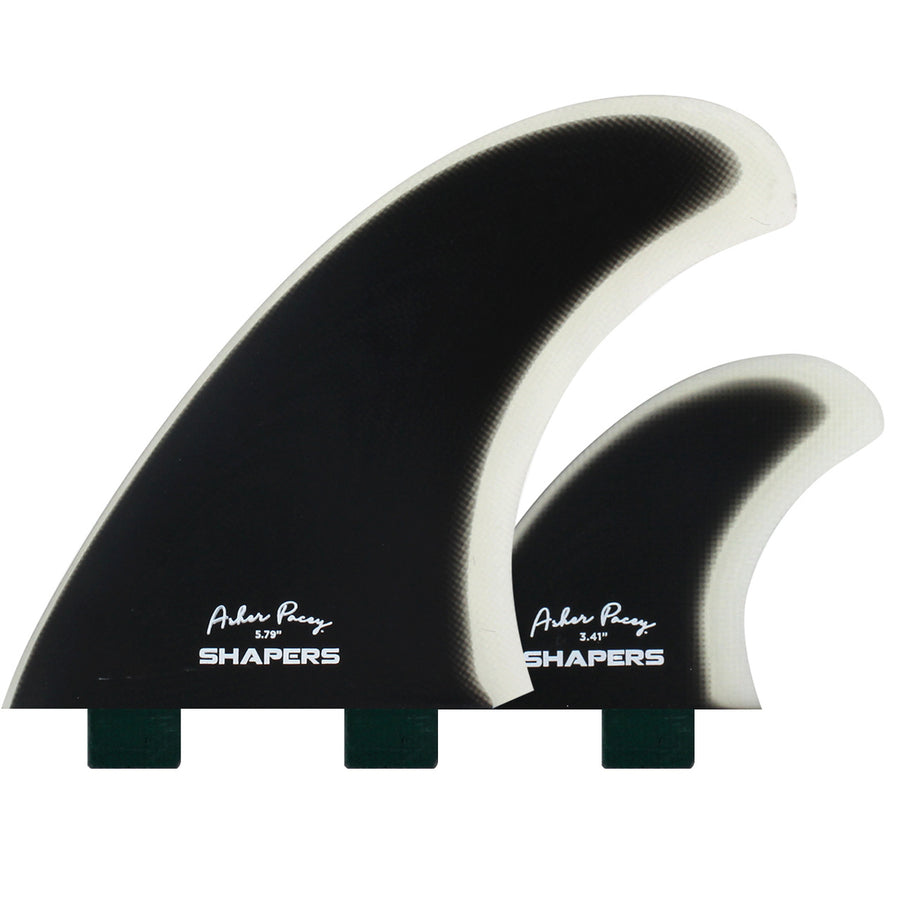 Shapers Fins - AP 5.79" (FCS) Asher Pacey Twin Fins + Trailer