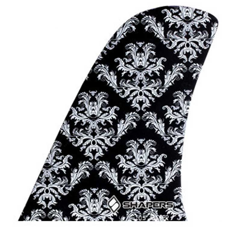 Shapers Fins - 10.5" Rudder (Glass On) - Black Print
