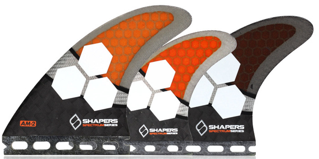 Shapers Fins - AM2 Spectrum Tri-Quad-5 Fin (Future) - Orange - Large